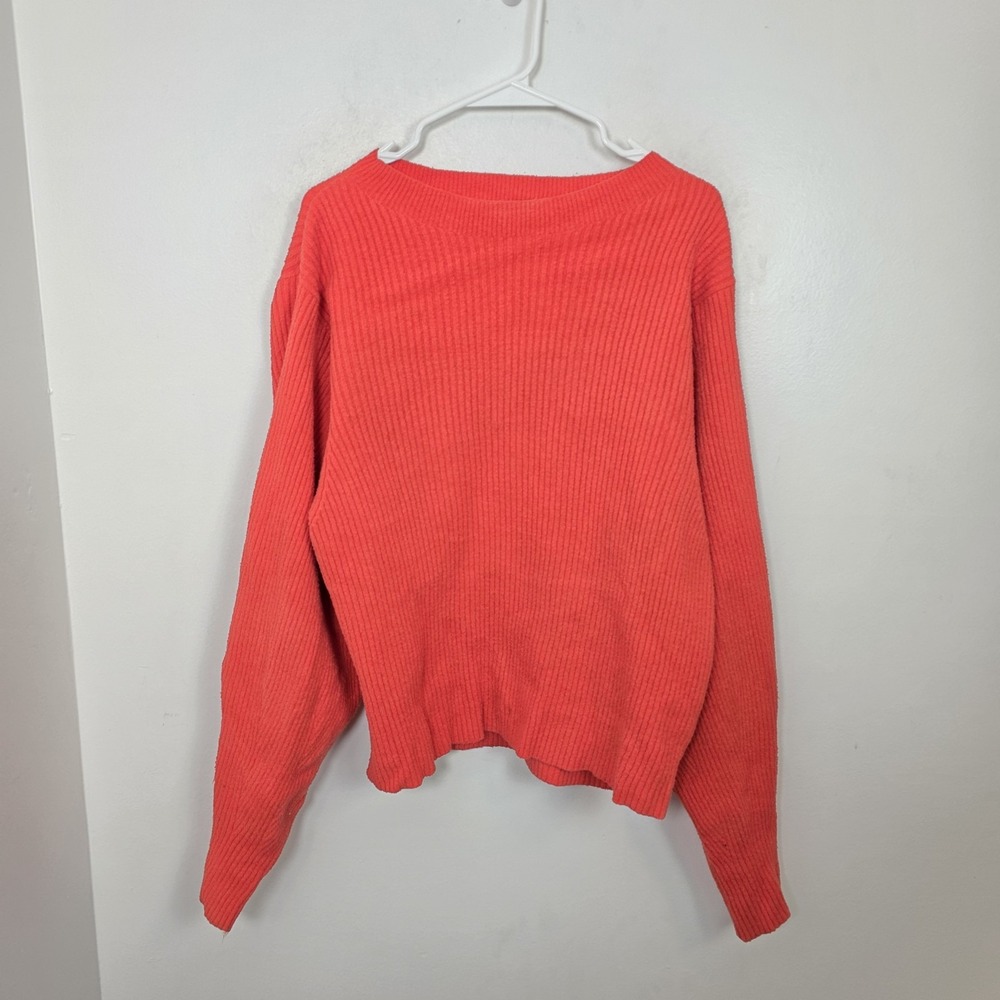 Cos Orange Terry Cloth Ribbed Soft Oversized Chunky Sweater Size Medium